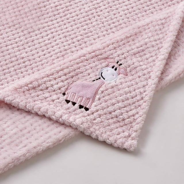 CREVENT Cute Cozy Fluffy Warm Baby Blanket Nap Throws for Girls Boys Infants, Baby Shower Birthday Newborn's Gift, Pink Giraffe, 30''X40''