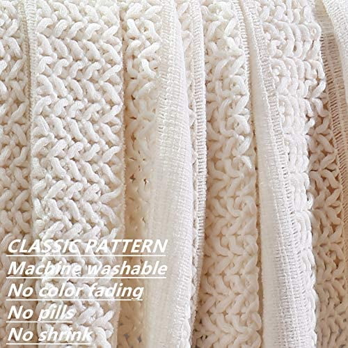 CREVENT Knit Throw Blanket for Couch Sofa Chair Bed Home Decoration, Soft Warm Cozy Light Weight (50''X60'' Cream/White)