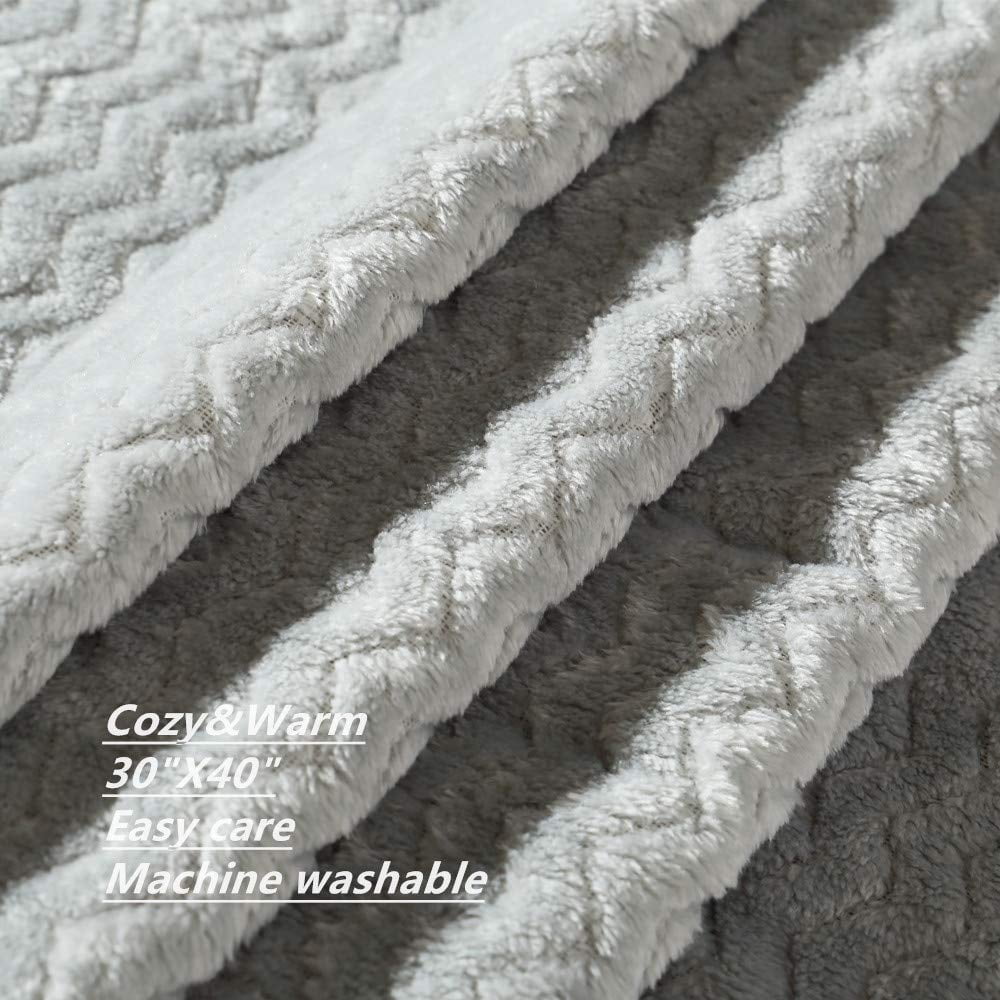 CREVENT 30''X40'' Cozy Fluffy Warm Fleece Baby Crib Blanket for Unisex Infant Toddler Crib Cot Stroller - Wave Grey