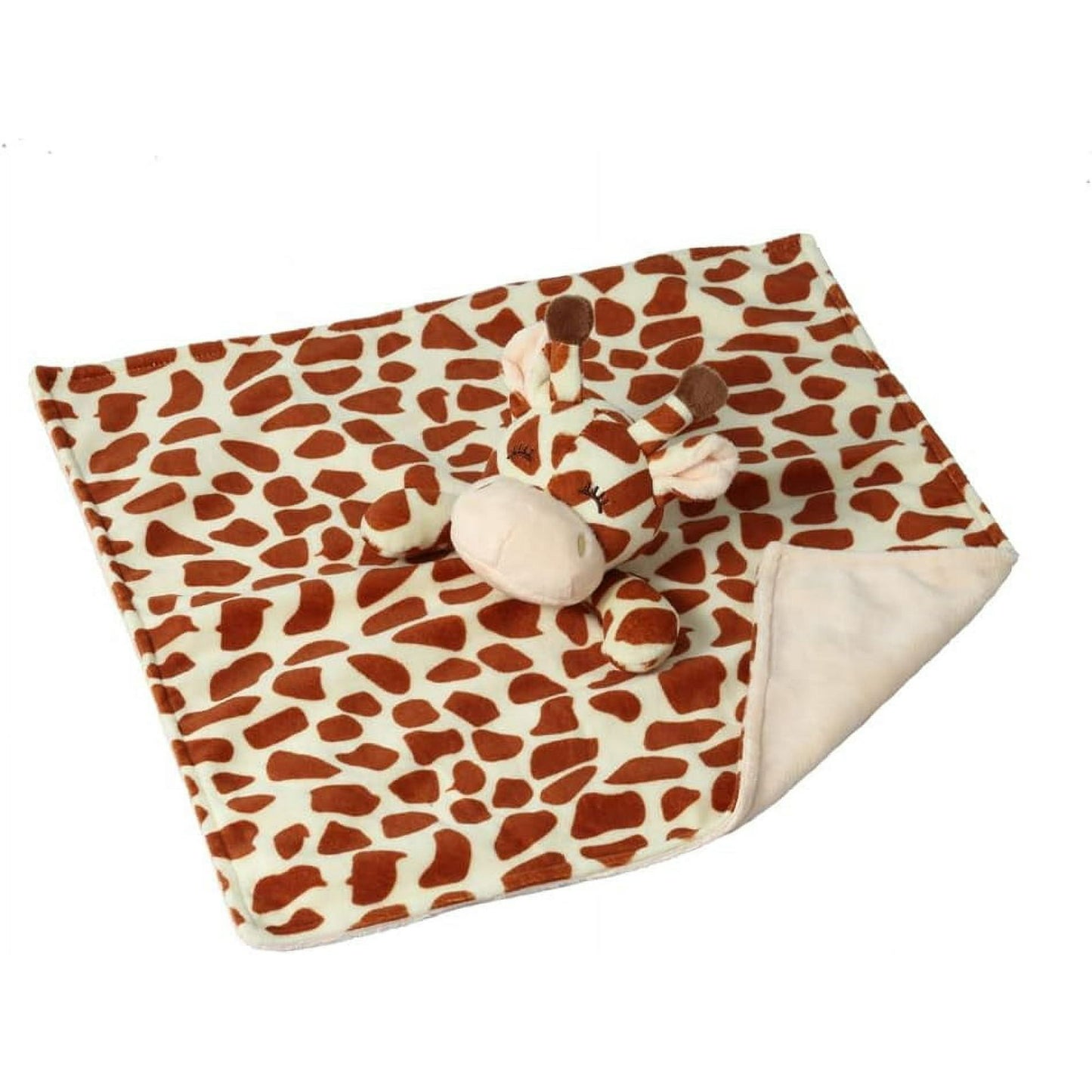 CREVENT Soft Plush Animal Face Security Blankets for Boys and Girls, Great Gifts for Birthday Baby Shower(Brown Giraffe)