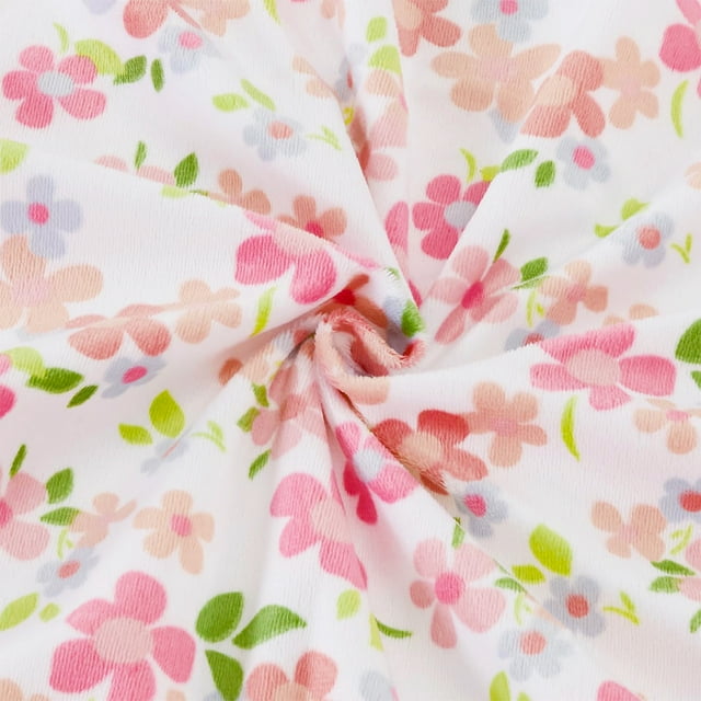 CREVENT Minky Sherpa Warm Baby Blanket for Girls Boys, Soft Plush Receiving Blanket for Newborns, 30''x40'' ,Pink Flowers