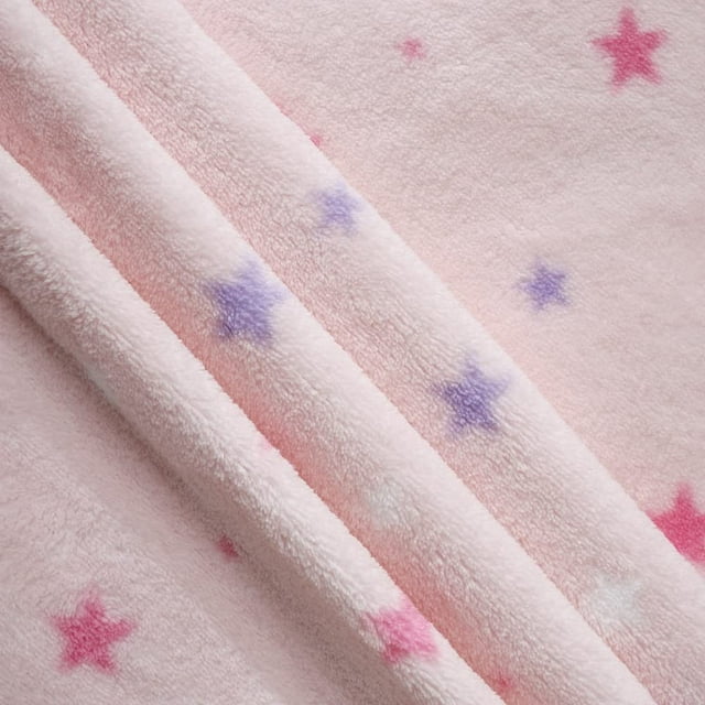 CREVENT 30''X40'' Breathable Soft Cozy Plush Fleece Baby Girls Blanket for Infants Toddlers' Bedding Crib Cot Stroller, Baby Shower Birthday Newborn's Gift - Pink Star