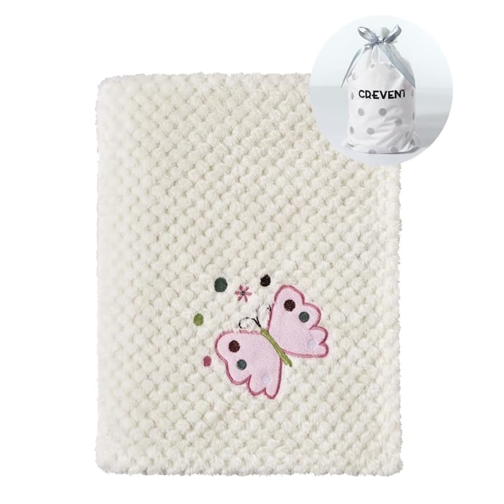 CREVENT Baby Blankets Ivory Gift Set for Boys Girls, Butterfly Baby Blanket,Sheep Security Blanket, with A Gift Bag, Unisex, 2 Items