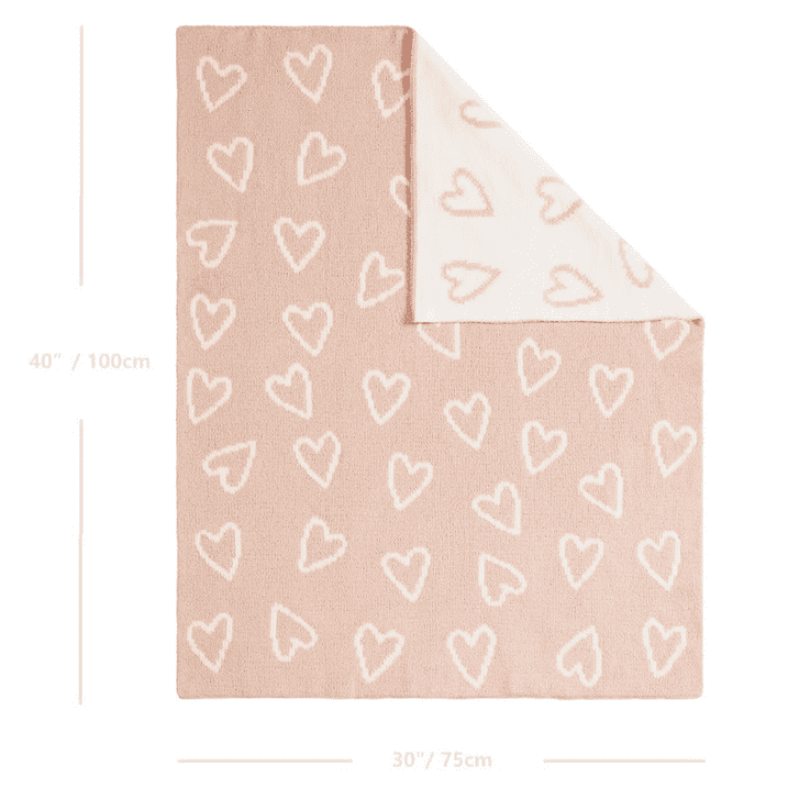 CREVENT 30''X40'' Chenille Warm Baby Blanket for Boys Infants Toddlers' Bedding Crib Cot Stroller, Baby Shower Birthday Newborn's Gift, Unisex,Pink Heart