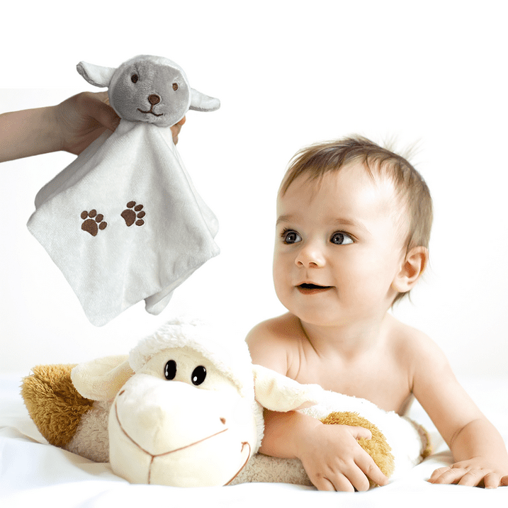 CREVENT Plush Ring Baby Security Blanket for Baby Boys and Girls, Baby shower Birthday Gift, Unisex, Ring Sheep