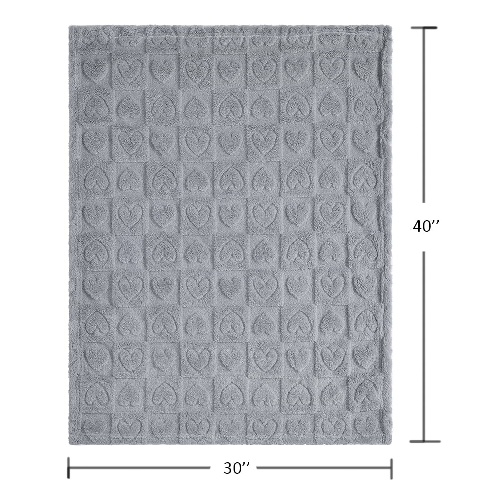 CREVENT Plush Soft Baby Blanket Receiving Blankets Heart Checkered for Girls Boys, for Infant Toddler Crib Stroller,30''×40'',Light Grey