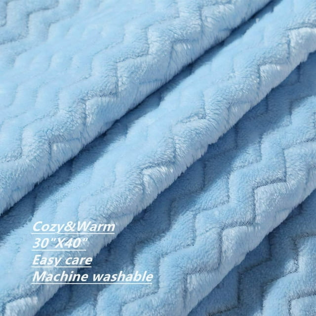 CREVENT 30''X40'' Cozy Fluffy Warm Fleece Infant Blanket for Girls & Boys Toddler Crib Cot Stroller (Wave Blue)