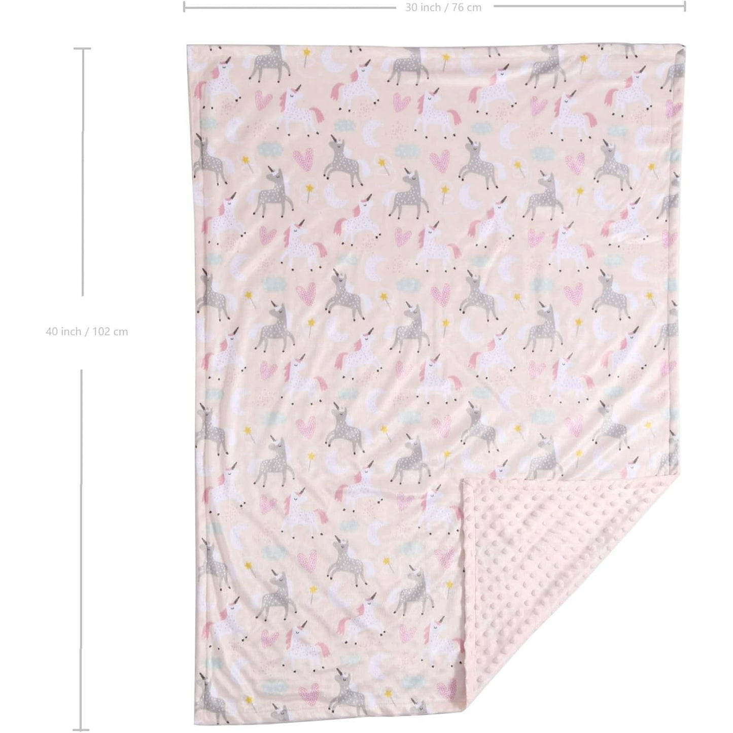 CREVENT Cozy Baby Blankets Pink Gift Set for Boys Girls, Pink Unicorn Minky Blanket, Unicorn Security Blanket with A Gift Bag, Unisex, 2 Items