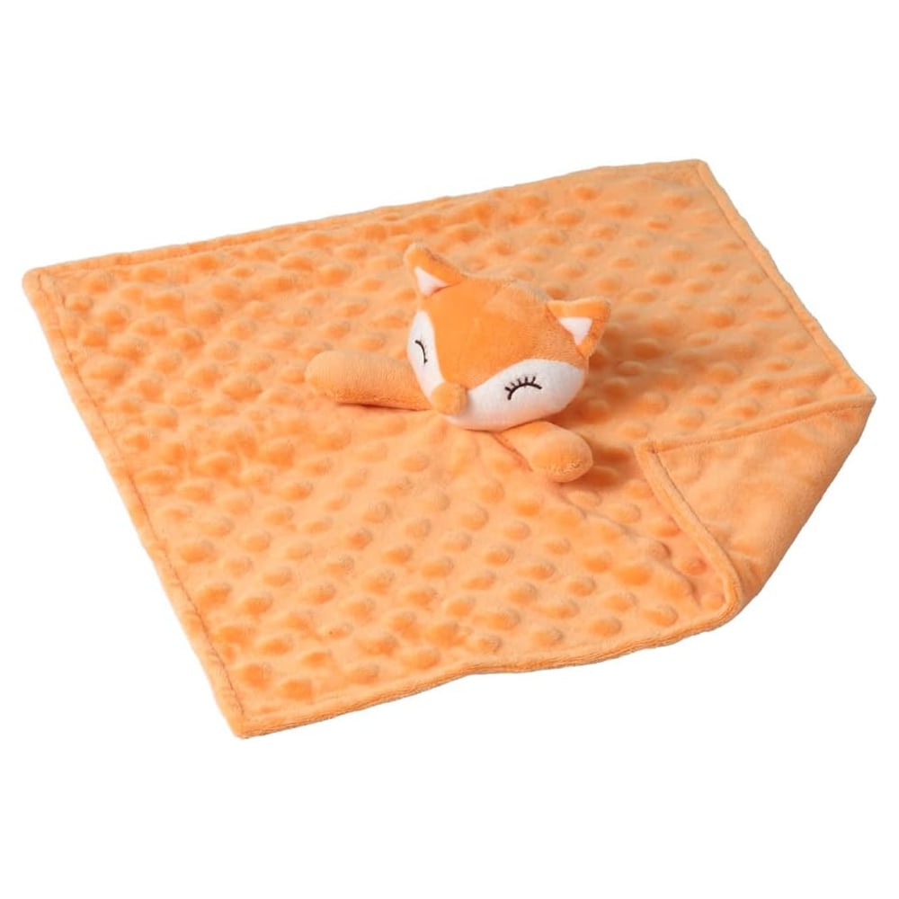 CREVENT Soft Plush Animal Face Security Blankets for Boys and Girls, Great Gifts for Birthday Baby Shower (Orange Fox)