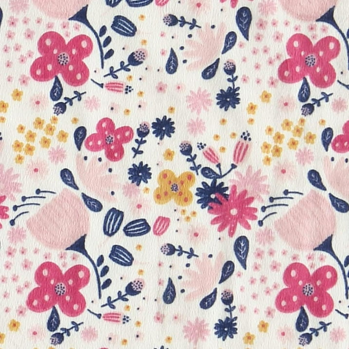 CREVENT Minky Floral Baby Blanket for Girls, Soft Plush Receiving Crib Blanket for Newborns Toddlers Bedding - Flowers 30x40 Inches