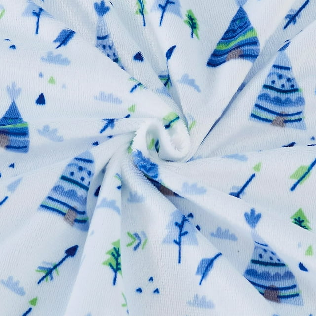 CREVENT Minky Sherpa Warm Baby Blanket for Boys Girls, Soft Plush Receiving Blanket for Newborns, 30''x40'', Blue Christmas Tree