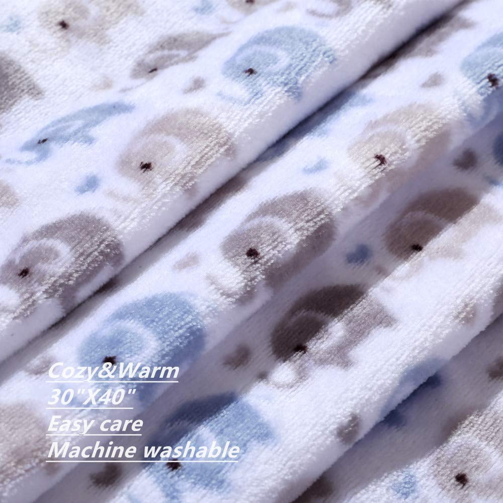 CREVENT Blue Elephant Cozy Warm Baby Blanket, Infant Toddler Newborn, Unisex, 30"X40"