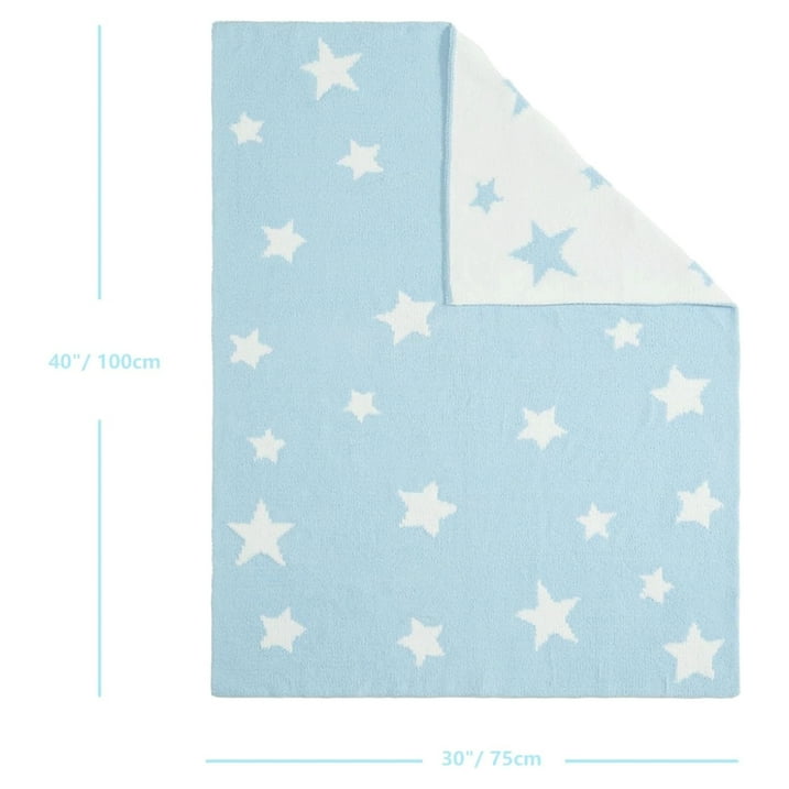 CREVENT 30"X40" Cozy Soft Warm Chenille Baby Blanket for Girls Boys, Newborn Essentials for Infant, Baby Shower Receiving Gift - Grey Star