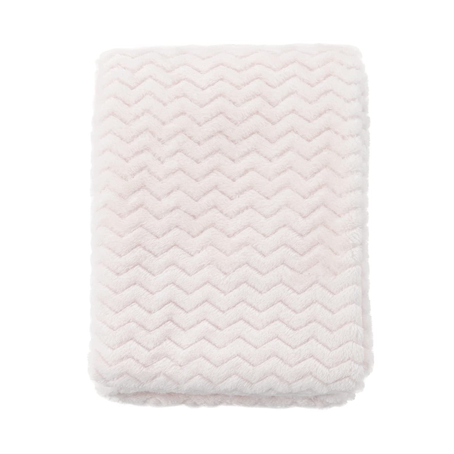 CREVENT 30''X40'' Cozy Fluffy Warm Fleece Infant Blanket for Girls & Boys Toddler Crib Cot Stroller - Wave Ivory/White