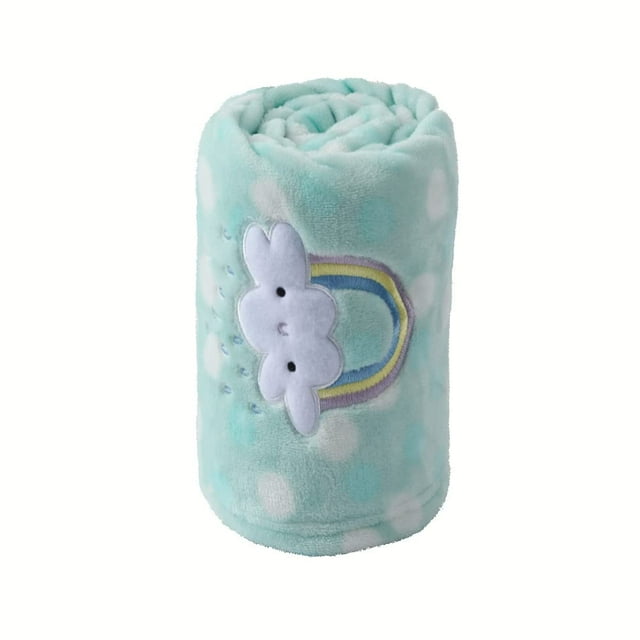 CREVENT 30"X40" Lightweight Warm Plush Baby Blanket for Infant Toddler Newborn Crib Cot Stroller,Unisex,Green Rainbow
