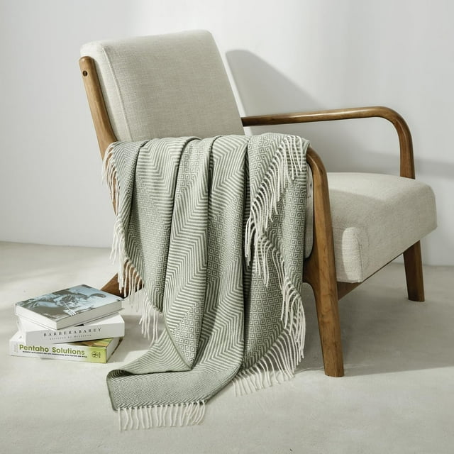 CREVENT Wave Throw Blanket for Couch Sofa Chair Bed Home Decoration, Super Soft Warm for All Season, 50''X60'', Green
