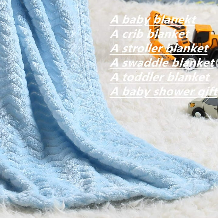 CREVENT 30''X40'' Cozy Fluffy Warm Fleece Infant Blanket for Girls & Boys Toddler Crib Cot Stroller (Wave Blue)