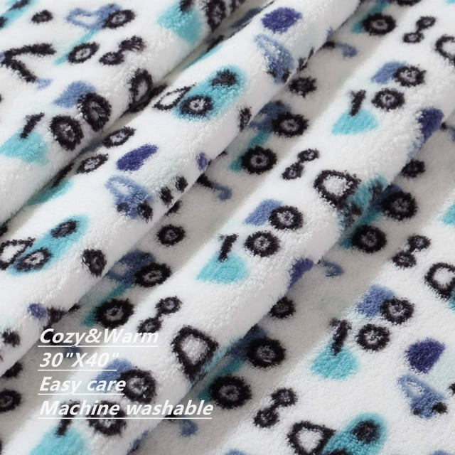 CREVENT Cute Lightweight Cozy Warm Baby Blanket for Infant Toddler Newborn Crib Cot Stroller,Unisex,30"X40",Blue Truck