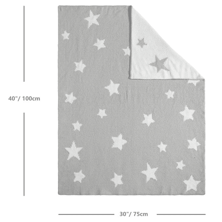 CREVENT 30"X40" Cozy Soft Warm Chenille Baby Blanket for Girls Boys, Newborn Essentials for Infant, Baby Shower Receiving Gift - Grey Star