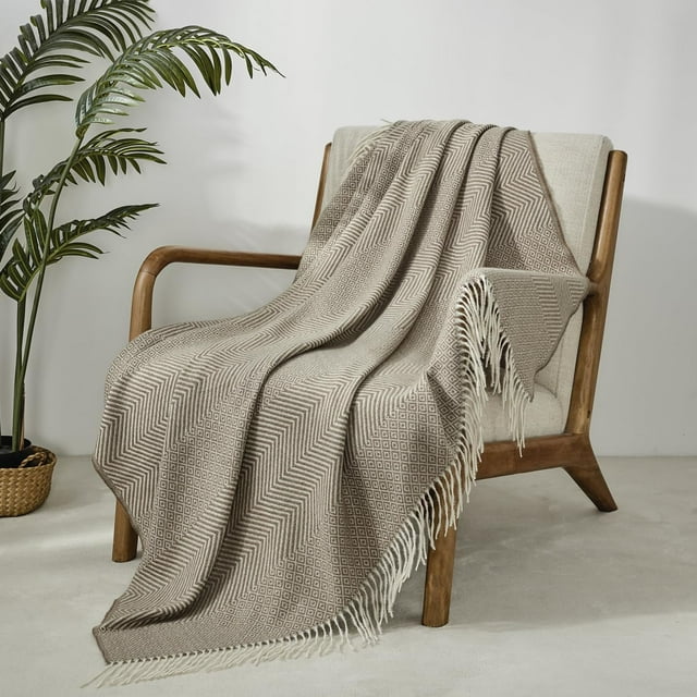 CREVENT Wave Throw Blanket for Couch Sofa Chair Bed Home Decoration, Super Soft Warm for All Season, 50''X60'', Coffee