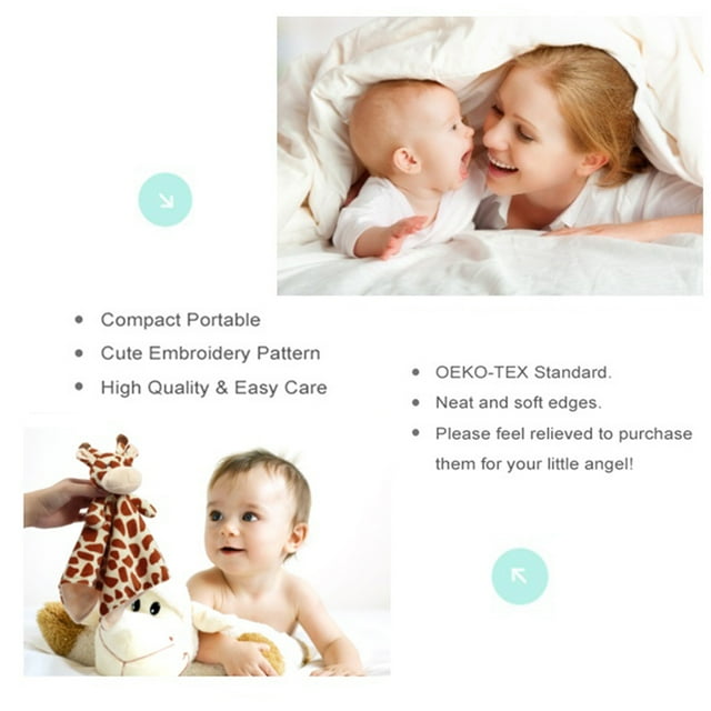 CREVENT Soft Plush Animal Face Security Blankets for Boys and Girls, Great Gifts for Birthday Baby Shower(Brown Giraffe)