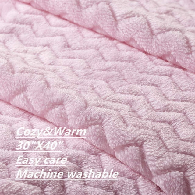CREVENT 30''X40'' Cozy Fluffy Warm Fleece Infant Blanket for Girls & Boys Toddler Crib Cot Stroller - Wave Baby Pink