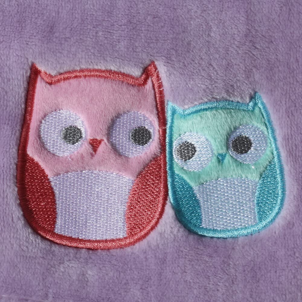 CREVENT 30''X40'' Cozy Fluffy Warm Fleece Baby Nursery Blanket for Unisex Infant Toddler Crib Cot Stroller - Lavender Owl