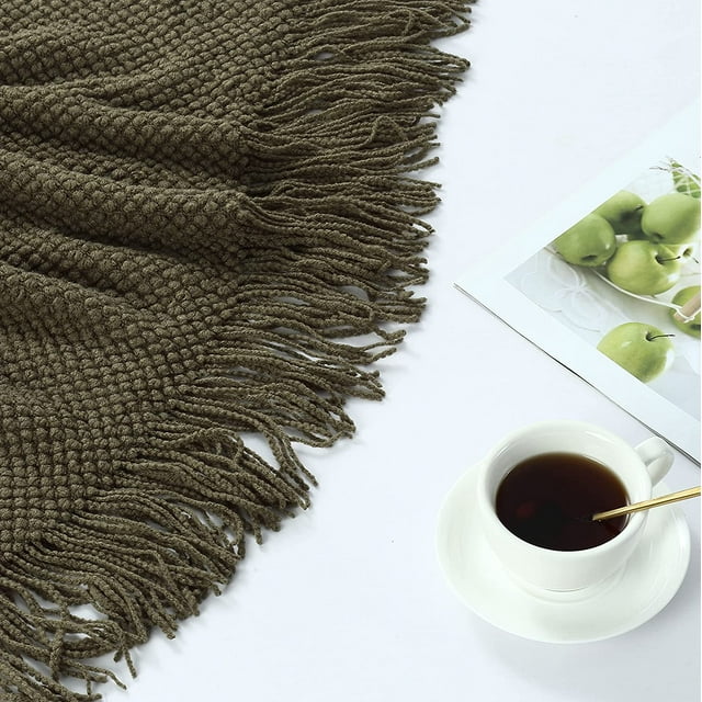 CREVENT Knitted Decorative Throw Blanket for Couch Sofa Chair Bed, Soft Breathable Lightweight for Spring Summer Fall, 50''X60'', Forest Christmas Green