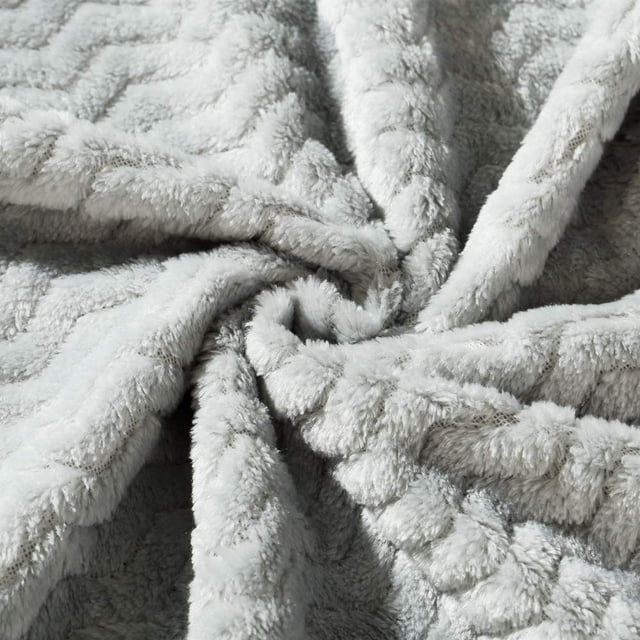 CREVENT 30''X40'' Cozy Fluffy Warm Fleece Baby Crib Blanket for Unisex Infant Toddler Crib Cot Stroller - Wave Grey