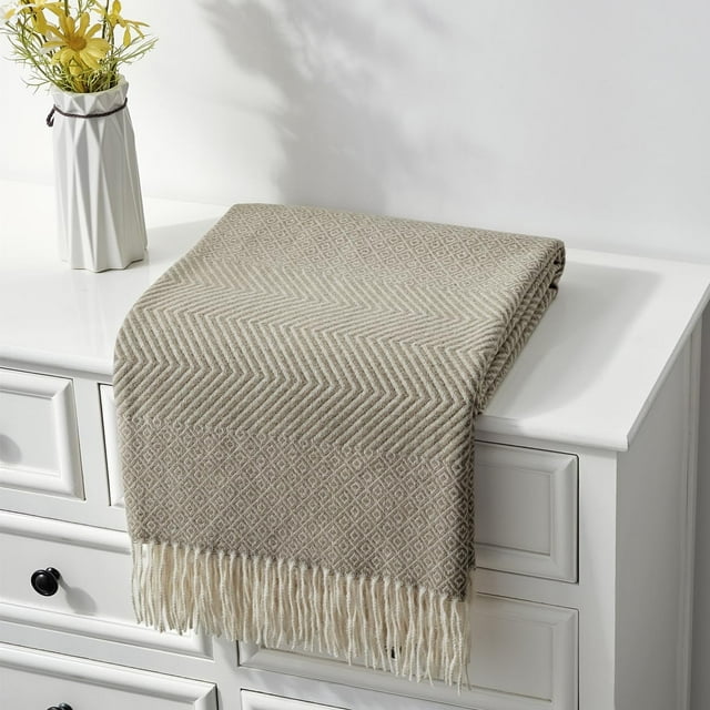 CREVENT Wave Throw Blanket for Couch Sofa Chair Bed Home Decoration, Super Soft Warm for All Season, 50''X60'', Coffee