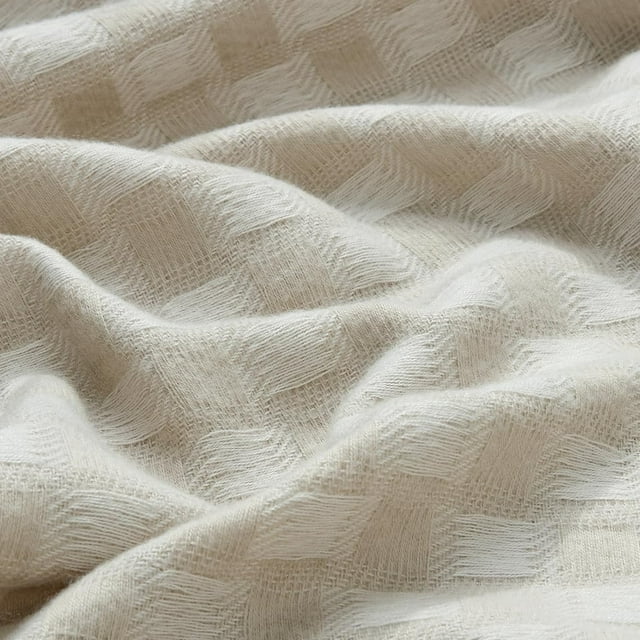 CREVENT Wave Line Throw Blanket for Couch Sofa Chair Bed Home Decoration, Super Soft Warm for All Season, 50''X60'', Beige