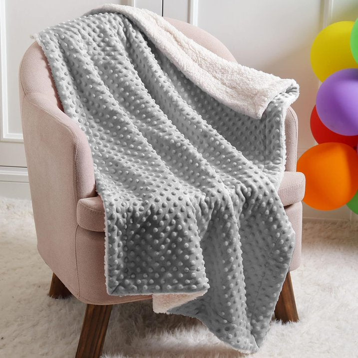 CREVENT Baby Gift Set Storage Basket with Baby Blanket,Security Blanket,Taggie,Gift Bag with Ribbon,Grey,Unisex,4Items