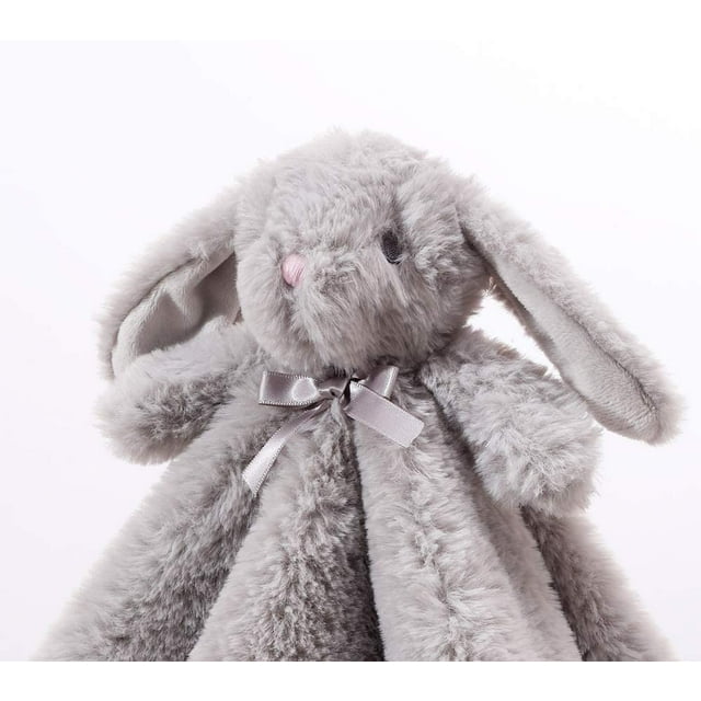 CREVENT Cozy Plush Baby Security Blanket for Baby Boys and Girls, Baby shower Birthday Gift, Unisex, Grey Bunny