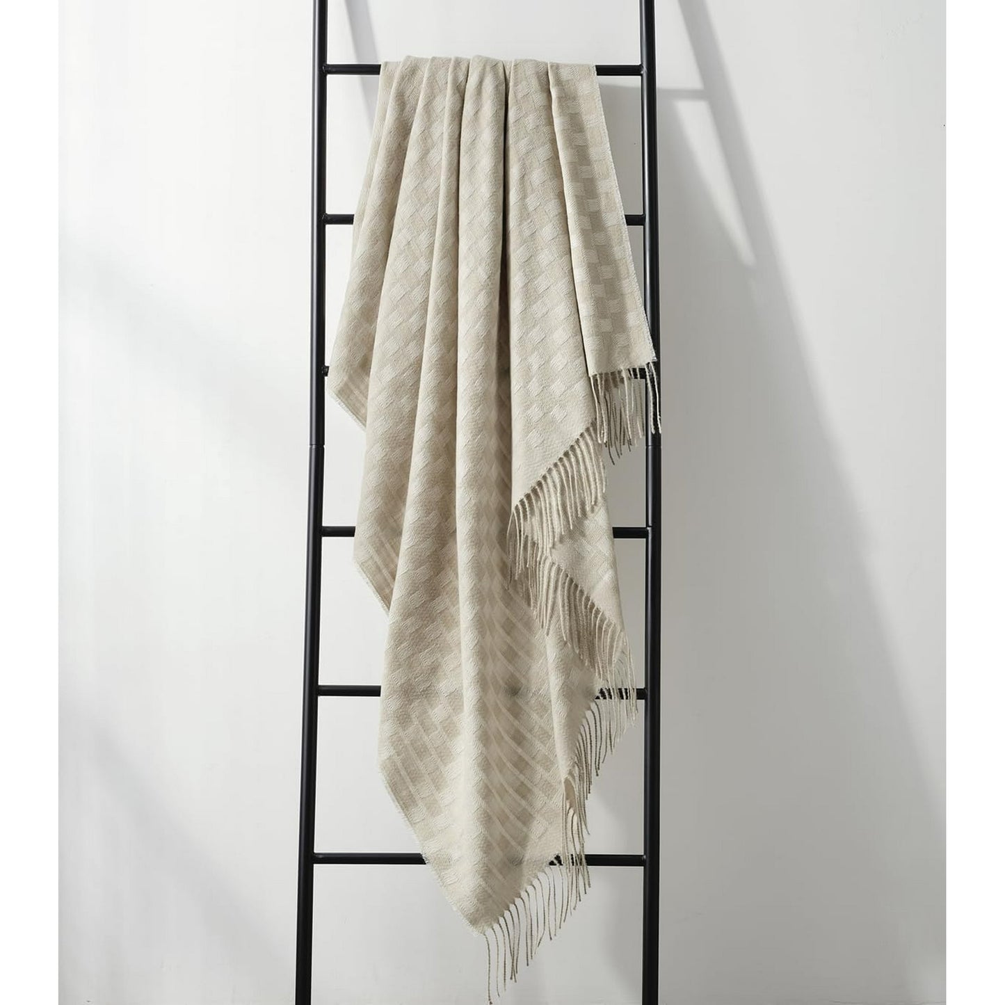 CREVENT Wave Line Throw Blanket for Couch Sofa Chair Bed Home Decoration, Super Soft Warm for All Season, 50''X60'', Beige