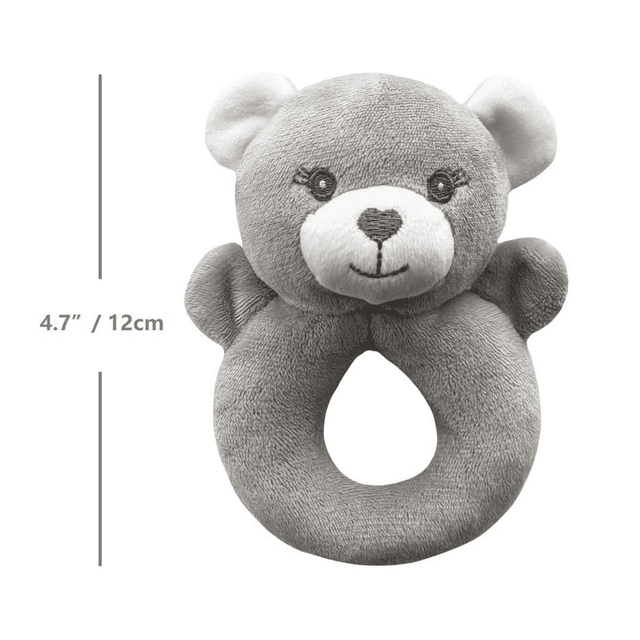 CREVENT Plush Ring Baby Security Blanket GIFT SET for Baby Boys and Girls, Baby shower Birthday Gift,Blanket with Ring Shaker Toy,Unisex,2Items,Bear