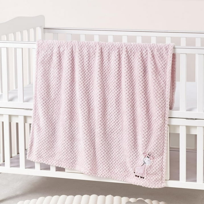 CREVENT Cute Cozy Fluffy Warm Baby Blanket Nap Throws for Girls Boys Infants, Baby Shower Birthday Newborn's Gift, Pink Giraffe, 30''X40''