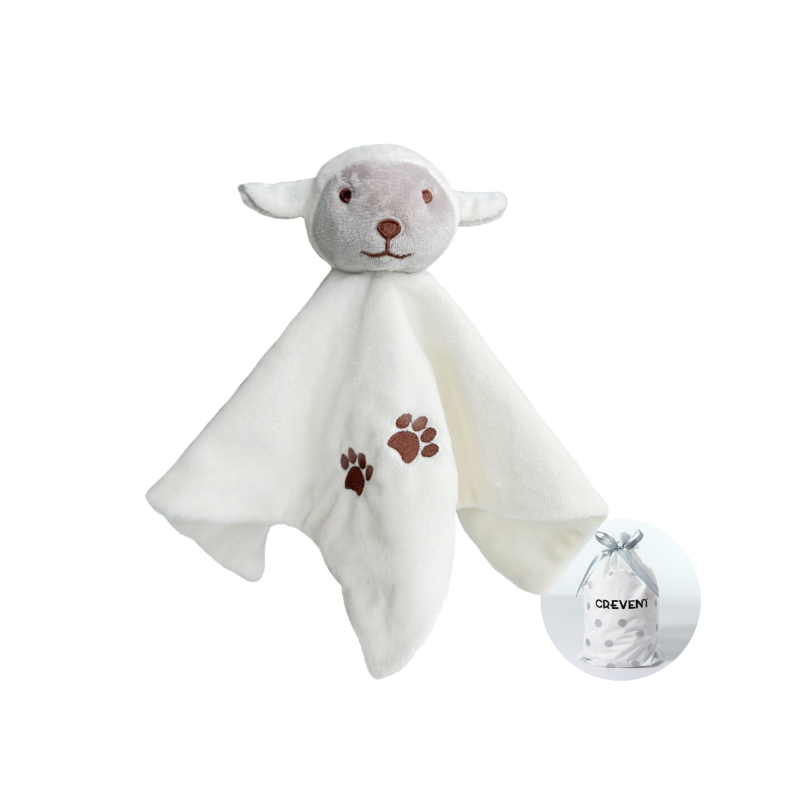 CREVENT Plush Ring Baby Security Blanket GIFT SET for Baby Boys and Girls, Baby shower Birthday Gift,Blanket with Ring Shaker Toy,Unisex,2Items,Sheep