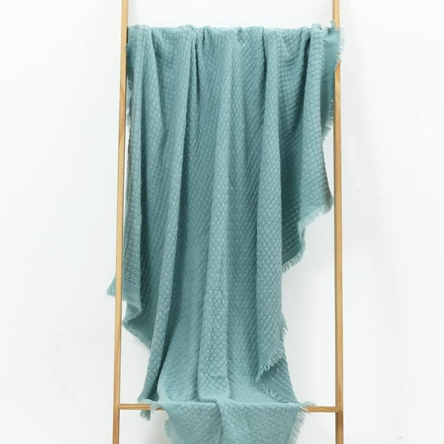 CREVENT Knit Throw Blanket for Couch Sofa Chair Bed Home Decoration, Soft Warm Cozy Light Weight for Spring Summer Fall (50''X60'' Teal Blue)