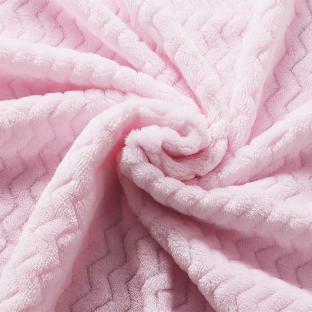 CREVENT 30''X40'' Cozy Fluffy Warm Fleece Infant Blanket for Girls & Boys Toddler Crib Cot Stroller - Wave Baby Pink