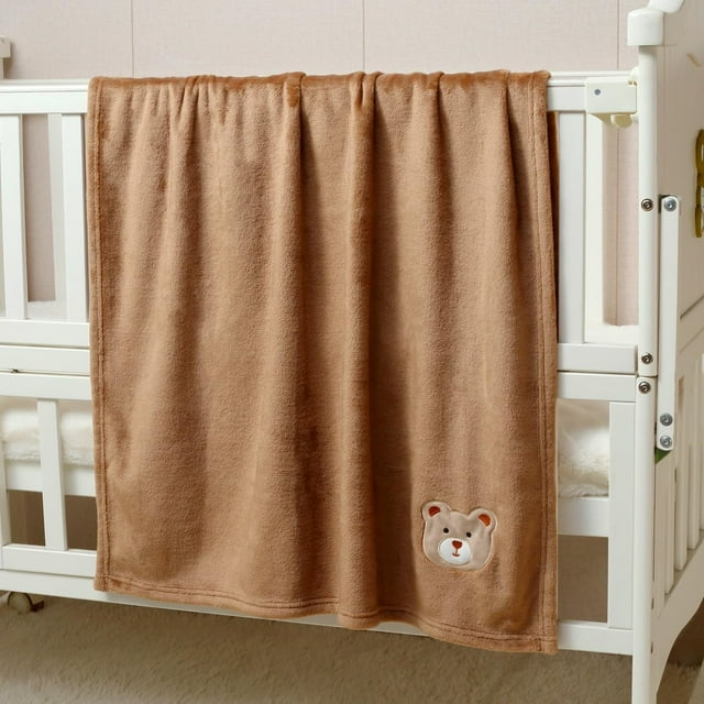 CREVENT Brown Bear Cute Plush Baby Blanket, Infant Unisex, 30''X40''
