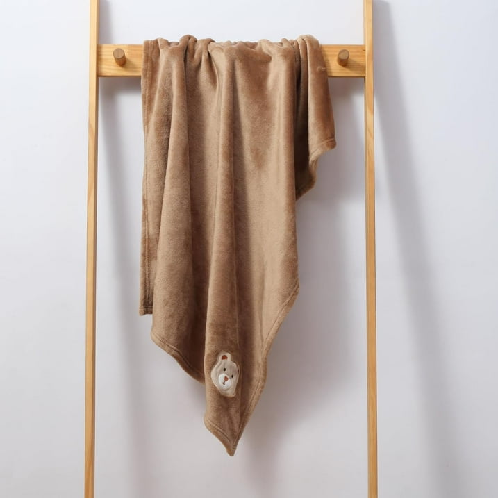 CREVENT Brown Bear Cute Plush Baby Blanket, Infant Unisex, 30''X40''