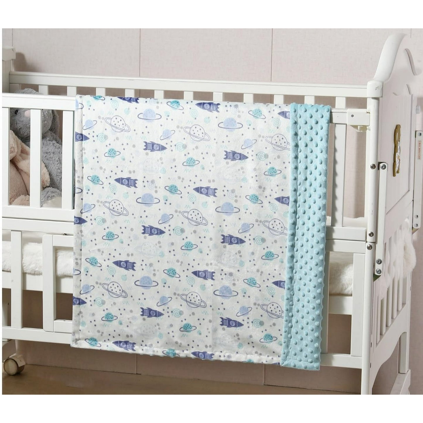 CREVENT Minky Baby Blanket for Girls Boys, Soft Plush Receiving Blanket for Newborns - 30x40 Inches (Space)