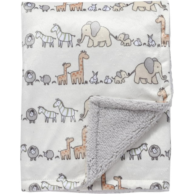CREVENT Baby Gift Set Storage Basket with Baby Blanket,Security Blanket,Taggie,Gift Bag with Ribbon,Ivory,Unisex,4Items