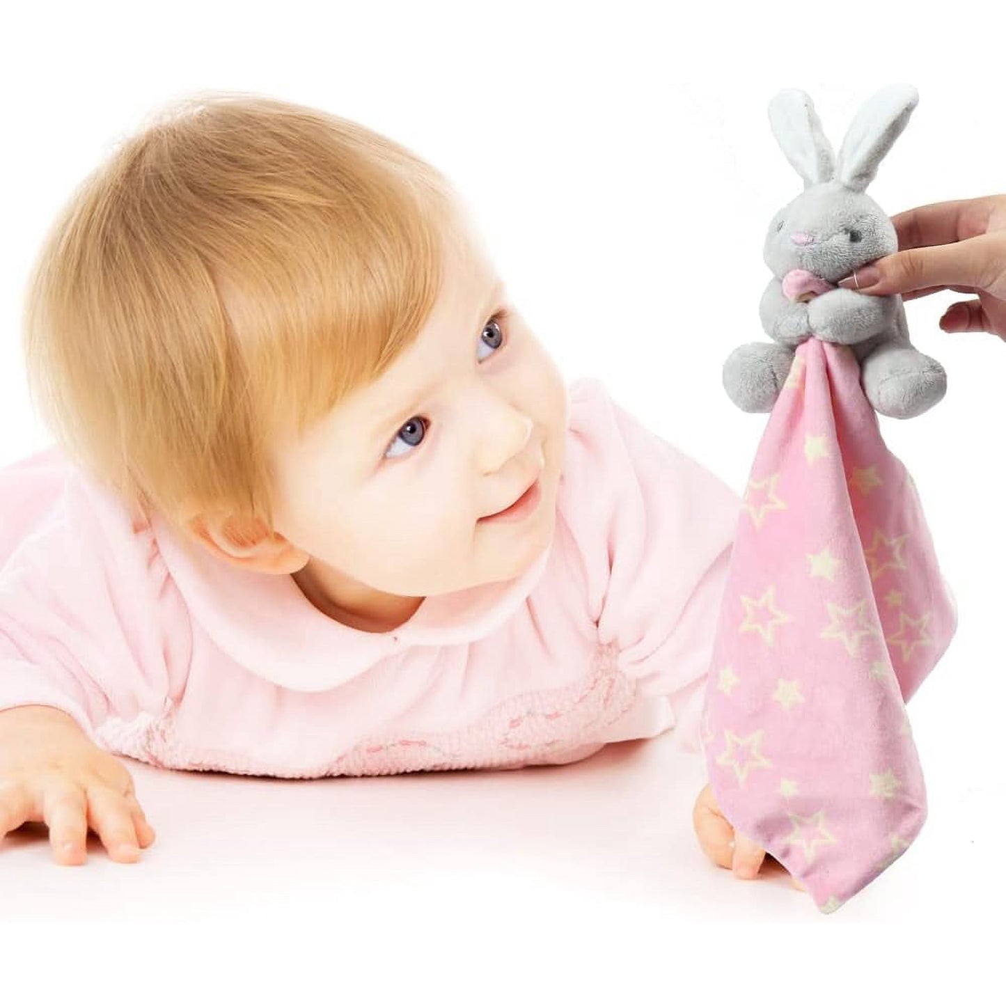 CREVENT Cozy Plush Baby Security Blanket SET for Newborns Baby Boys Girls, Baby Shower Gift, 2 items, Unisex, Hug Bear+Tag