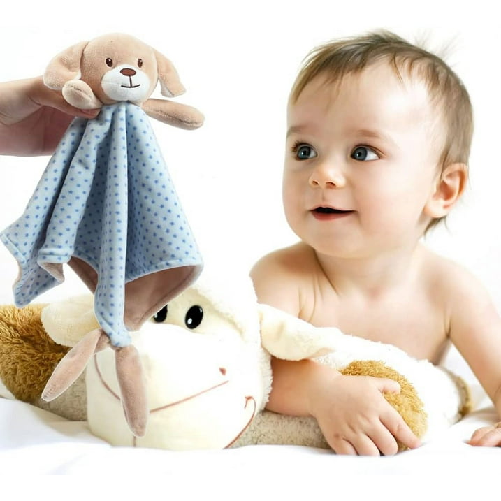 CREVENT Soft Plush Security Blankets for babies, Great Gifts for Birthday Baby Shower,Unisex(Blue Dog)