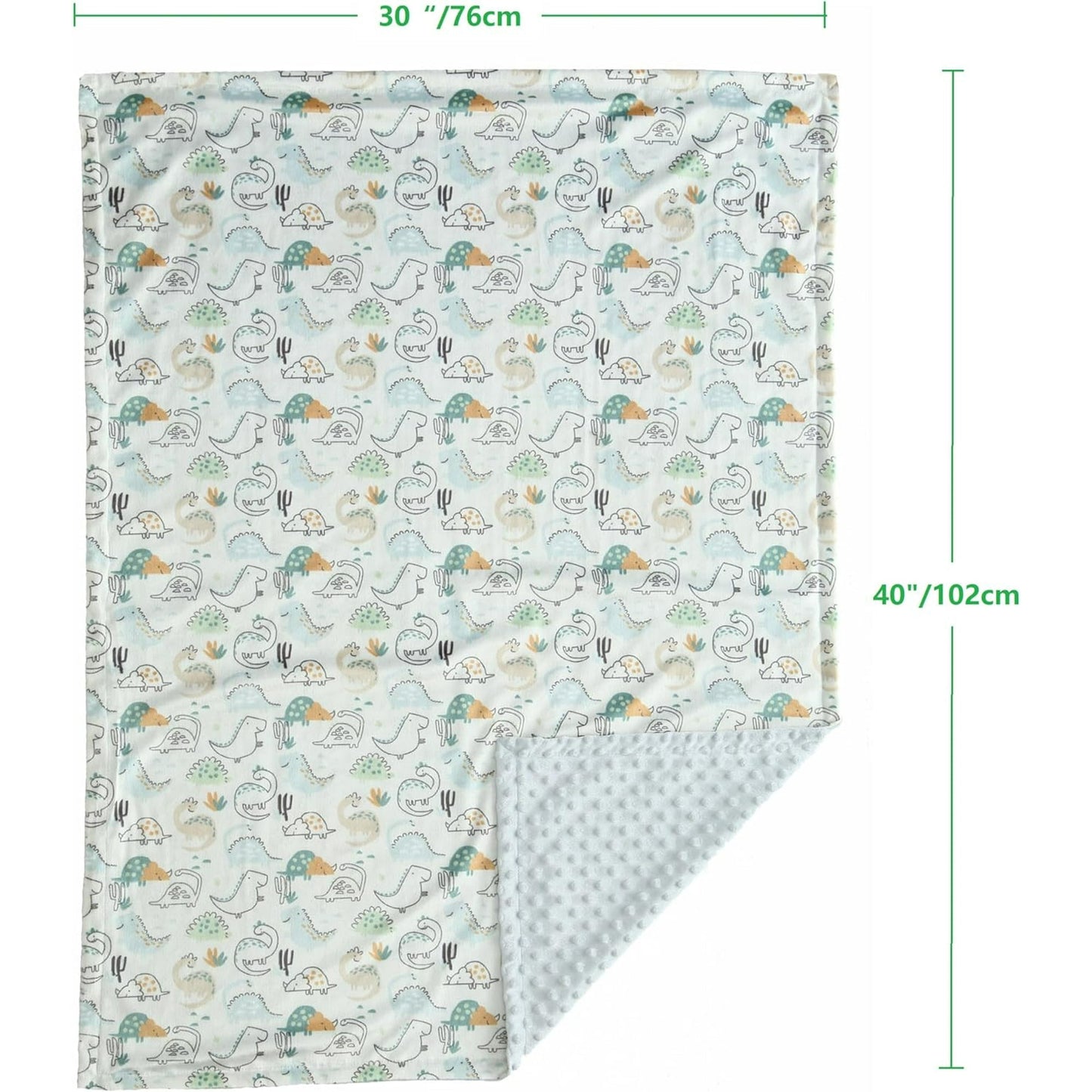 CREVENT Fuzzy Baby Nursery Blanket for Boys Soft Plush Receiving Gift for Newborns, All Season Use - Dinosaur 30x40 Inches