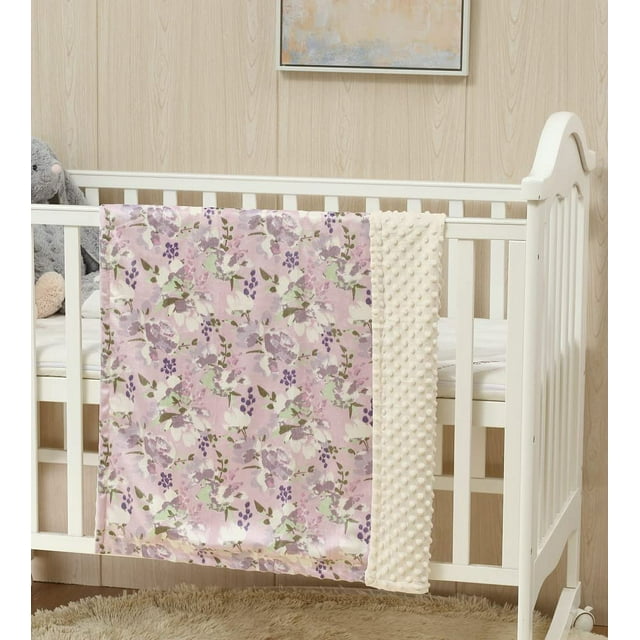 CREVENT Baby Girls Blanket for Crib Stroller Cot Cradle Car, Supper Soft and Pretty - Lavender Grapes 30x40 Inches