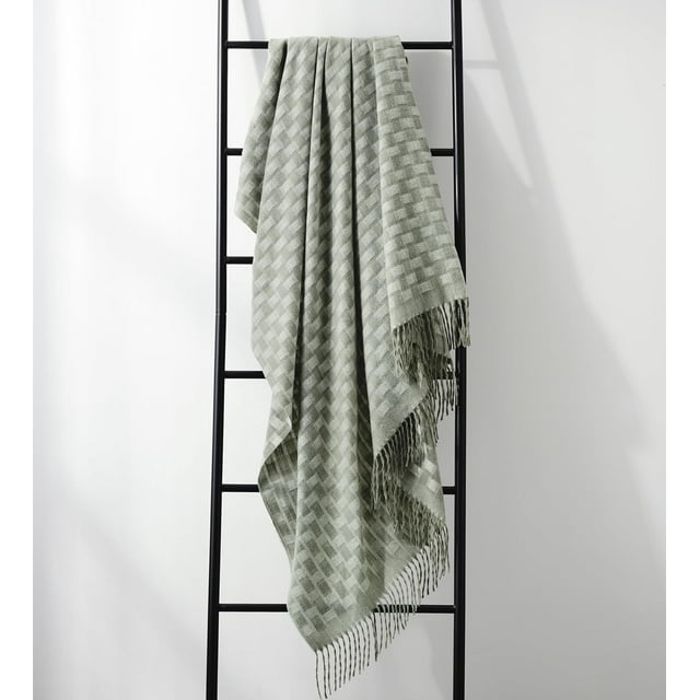 CREVENT Wave Line Throw Blanket for Couch Sofa Chair Bed Home Decoration, Super Soft Warm for All Season, 50''X60'', Green
