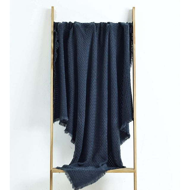 CREVENT Farmhouse Waffle Knit Throw Blanket for Couch Sofa Chair Bed Home Decoration, Soft Warm Cozy Light Weight for Spring Summer Fall (50''X60'' Navy Blue) 4.4 stars out of 78 reviews (4.4)| 78 ratings