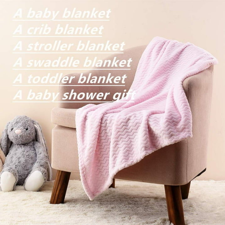 CREVENT 30''X40'' Cozy Fluffy Warm Fleece Infant Blanket for Girls & Boys Toddler Crib Cot Stroller - Wave Baby Pink